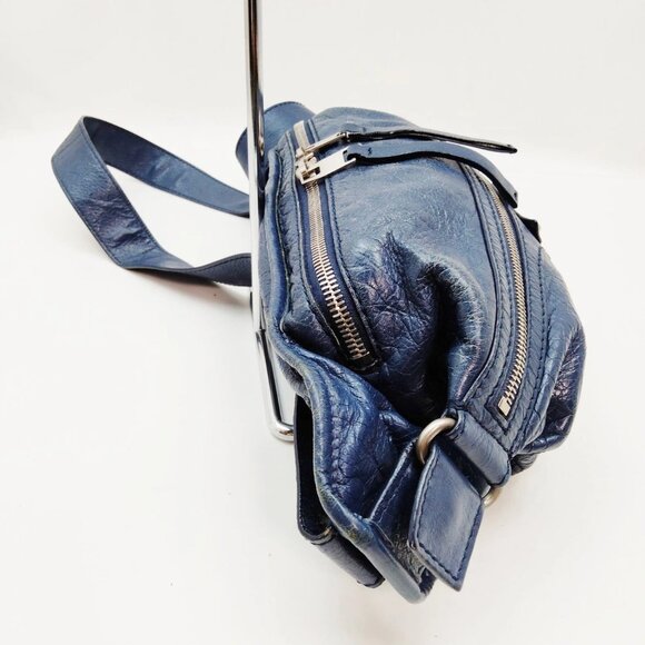 $1569 Authentic BALENCIAGA Made in ITALY Unisex Blue Leather Waist Sling Bag - Picture 7 of 12